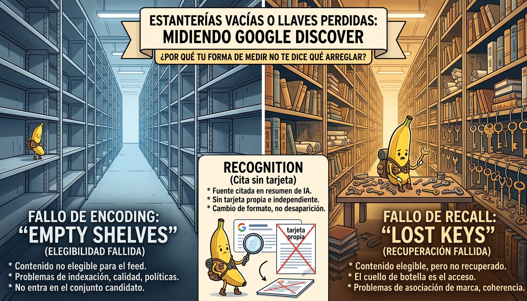 como medir fallo de encoding, recognition, o recall en Google Discover